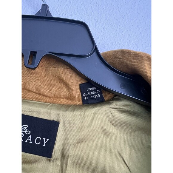 VTG Linen Beaded Cropped Oversized Jacket Mustard ButtonUp Cowgirl Boho Western - Picture 11 of 15